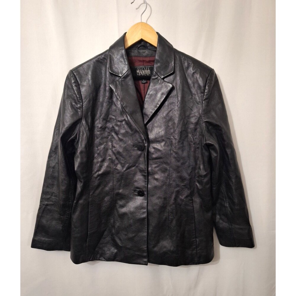 VTG Wilsons Pelle Studio 100% Genuine Leather Jacket Sz L Black Mobwife Gangster